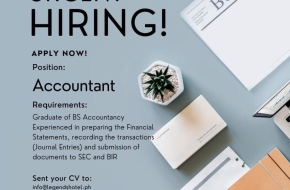 Job Vacancy: Accountant in Lemery Batangas